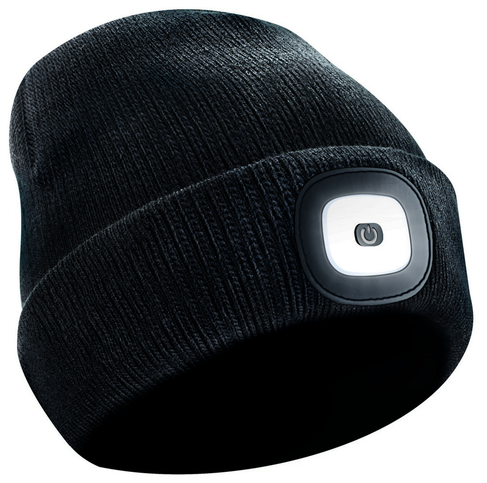 Nestler-matho Beanie-Strickmütze mit herausnehmbarem LED-Licht und Stirnband